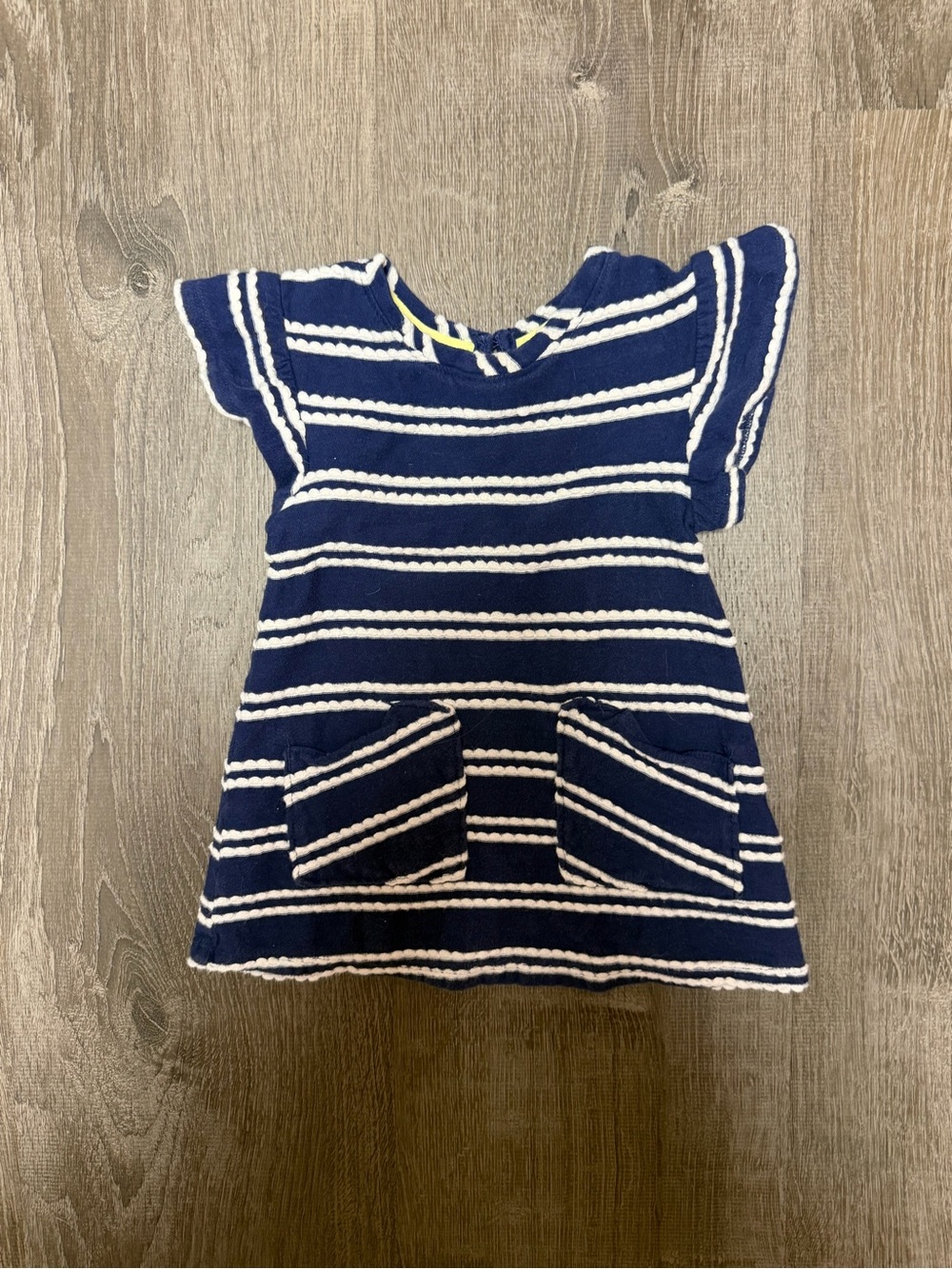 Cat & Jack Navy and White Striped Flutter Sleeve Top